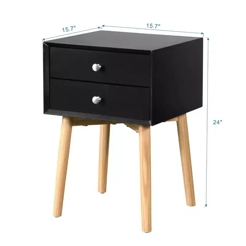 GDFStudio Elvion Table de chevet moderne à deux tiroirs