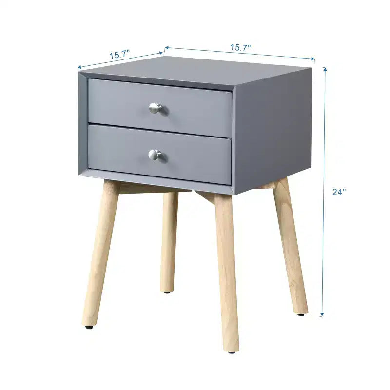GDFStudio Elvion Table de chevet moderne à deux tiroirs
