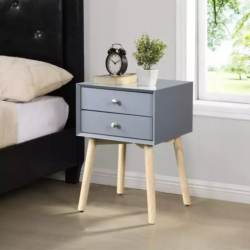 GDFStudio Elvion Table de chevet moderne à deux tiroirs