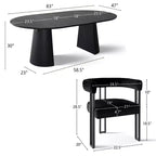 Ensemble table à manger extensible 47-83 pour 4 personnes, table noire et 4 chaises de salle à manger rembourrées en velours avec pieds en métal, style moderne - Panipeachy