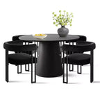Ensemble table à manger extensible 47-83 pour 4 personnes, table noire et 4 chaises de salle à manger rembourrées en velours avec pieds en métal, style moderne - Panipeachy