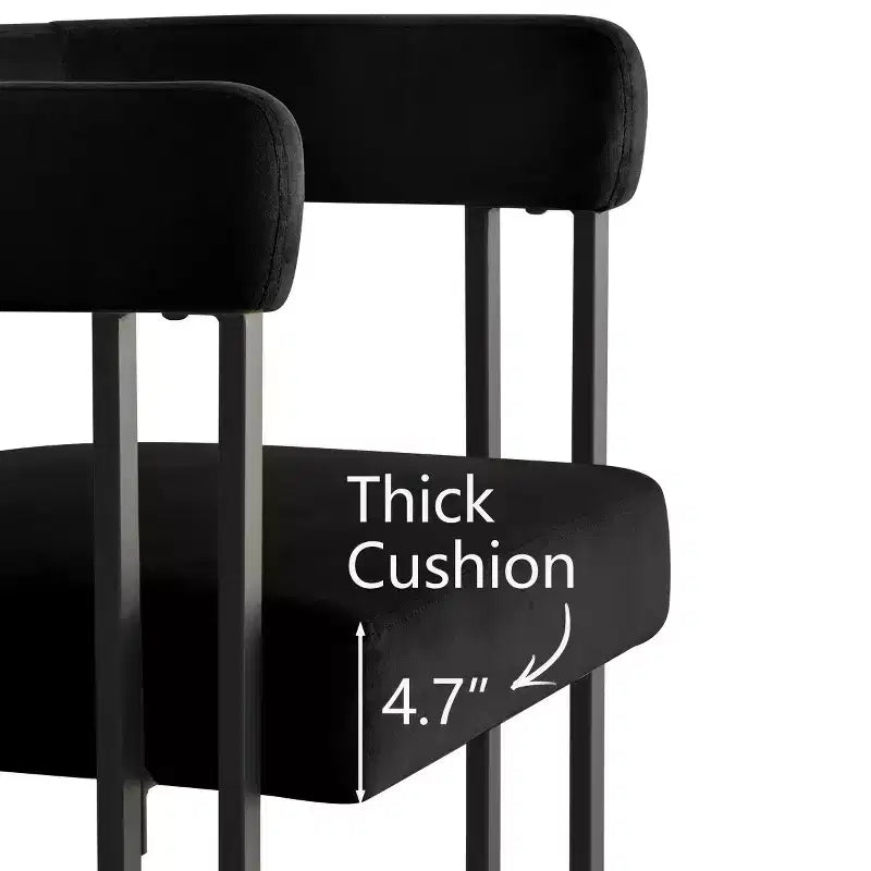Ensemble table à manger extensible 47-83 pour 4 personnes, table noire et 4 chaises de salle à manger rembourrées en velours avec pieds en métal, style moderne - Panipeachy