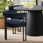 Ensemble table à manger extensible 47-83 pour 4 personnes, table noire et 4 chaises de salle à manger rembourrées en velours avec pieds en métal, style moderne - Panipeachy