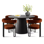 Ensemble table à manger extensible 47-83 pour 4 personnes, table noire et 4 chaises de salle à manger rembourrées en velours avec pieds en métal, style moderne - Panipeachy