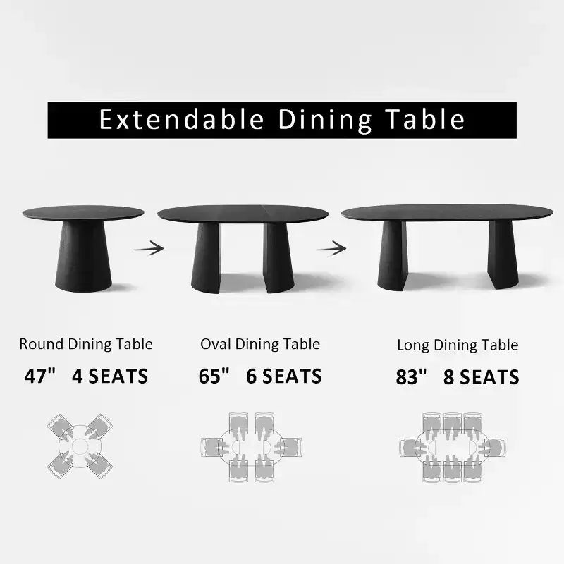 Ensemble table à manger extensible 47-83 pour 4 personnes, table noire et 4 chaises de salle à manger rembourrées en velours avec pieds en métal, style moderne - Panipeachy