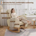 Fauteuil à bascule en polaire Teddy pour chambre d'enfant - Fauteuil à bascule moderne avec dossier haut et pieds en bois robustes, confortable pour le salon, la chambre à coucher ou la chambre d'enfant.