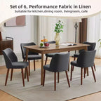 Lot de 2 chaises de salle à manger, chaises de cuisine modernes en lin avec pieds en métal, dossier ailé et coussins épais, pieds réglables pour salle à manger, chambre à coucher, salon