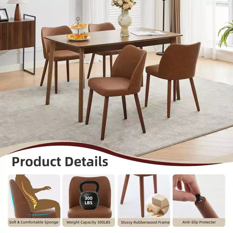 Lot de 2 chaises de salle à manger, chaises de cuisine modernes en lin avec pieds en métal, dossier ailé et coussins épais, pieds réglables pour salle à manger, chambre à coucher, salon