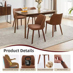 Lot de 2 chaises de salle à manger, chaises de cuisine modernes en lin avec pieds en métal, dossier ailé et coussins épais, pieds réglables pour salle à manger, chambre à coucher, salon