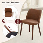 Lot de 2 chaises de salle à manger, chaises de cuisine modernes en lin avec pieds en métal, dossier ailé et coussins épais, pieds réglables pour salle à manger, chambre à coucher, salon