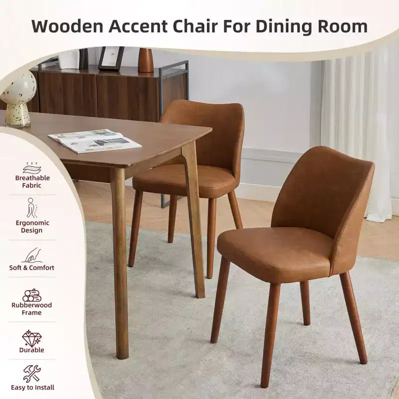 Lot de 2 chaises de salle à manger, chaises de cuisine modernes en lin avec pieds en métal, dossier ailé et coussins épais, pieds réglables pour salle à manger, chambre à coucher, salon