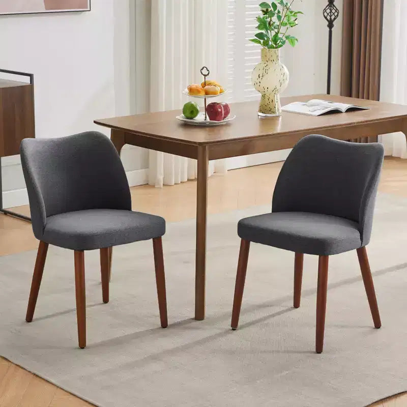Lot de 2 chaises de salle à manger, chaises de cuisine modernes en lin avec pieds en métal, dossier ailé et coussins épais, pieds réglables pour salle à manger, chambre à coucher, salon