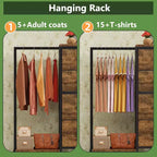 Commode avec tringle à vêtements, petite armoire à 4 tiroirs pour chambre à coucher, commode réversible en tissu pour enfants avec tringle à vêtements, tour de rangement haute, 112 cm de hauteur.