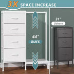 Commode avec tringle à vêtements, petite armoire à 4 tiroirs pour chambre à coucher, commode réversible en tissu pour enfants avec tringle à vêtements, tour de rangement haute, 112 cm de hauteur.