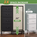 Commode avec tringle à vêtements, petite armoire à 4 tiroirs pour chambre à coucher, commode réversible en tissu pour enfants avec tringle à vêtements, tour de rangement haute, 112 cm de hauteur.