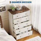 Commode haute à 5 tiroirs cannelés, commode verticale en bois avec poignées métalliques, armoire de rangement peu encombrante pour chambre à coucher, appartement, chambre d'amis.