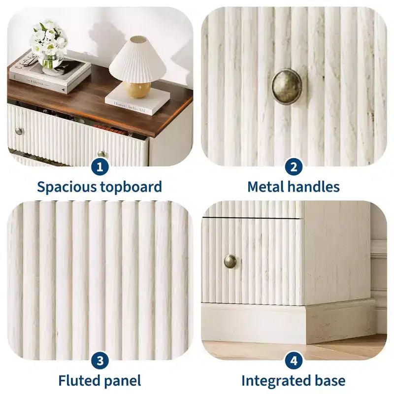 Commode haute à 5 tiroirs cannelés, commode verticale en bois avec poignées métalliques, armoire de rangement peu encombrante pour chambre à coucher, appartement, chambre d'amis.