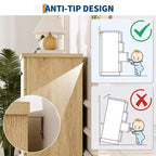 Commode haute à 5 tiroirs cannelés, commode verticale en bois avec poignées métalliques, armoire de rangement peu encombrante pour chambre à coucher, appartement, chambre d'amis.