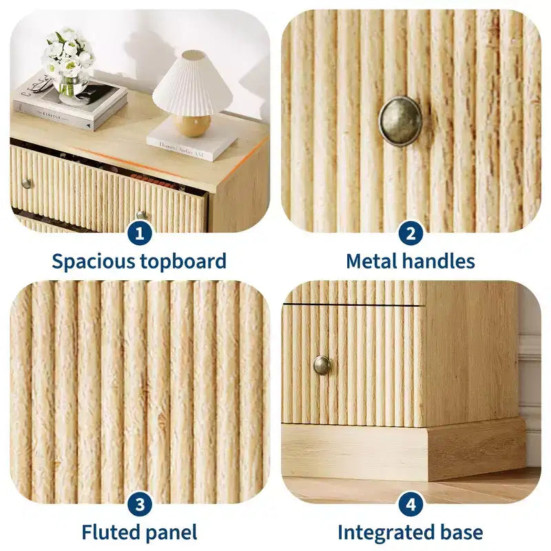 Commode haute à 5 tiroirs cannelés, commode verticale en bois avec poignées métalliques, armoire de rangement peu encombrante pour chambre à coucher, appartement, chambre d'amis.