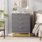 Commode de chambre à coucher, commode noire à 5 tiroirs avec pieds en métal, organiseur de rangement large et moderne pour salon, entrée