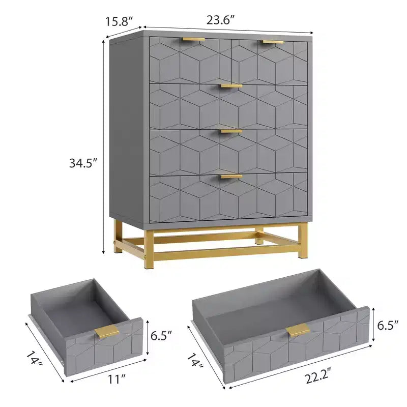 Commode de chambre à coucher, commode noire à 5 tiroirs avec pieds en métal, organiseur de rangement large et moderne pour salon, entrée