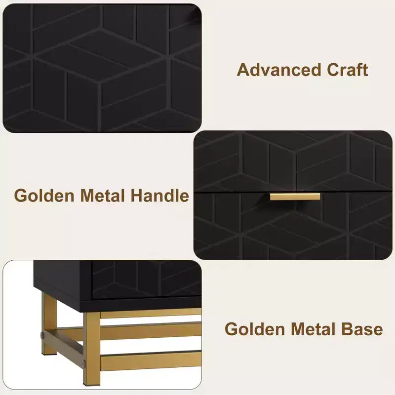 Commode de chambre à coucher, commode noire à 5 tiroirs avec pieds en métal, organiseur de rangement large et moderne pour salon, entrée