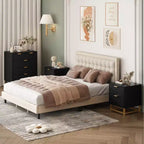 Commode de chambre à coucher, commode noire à 5 tiroirs avec pieds en métal, organiseur de rangement large et moderne pour salon, entrée