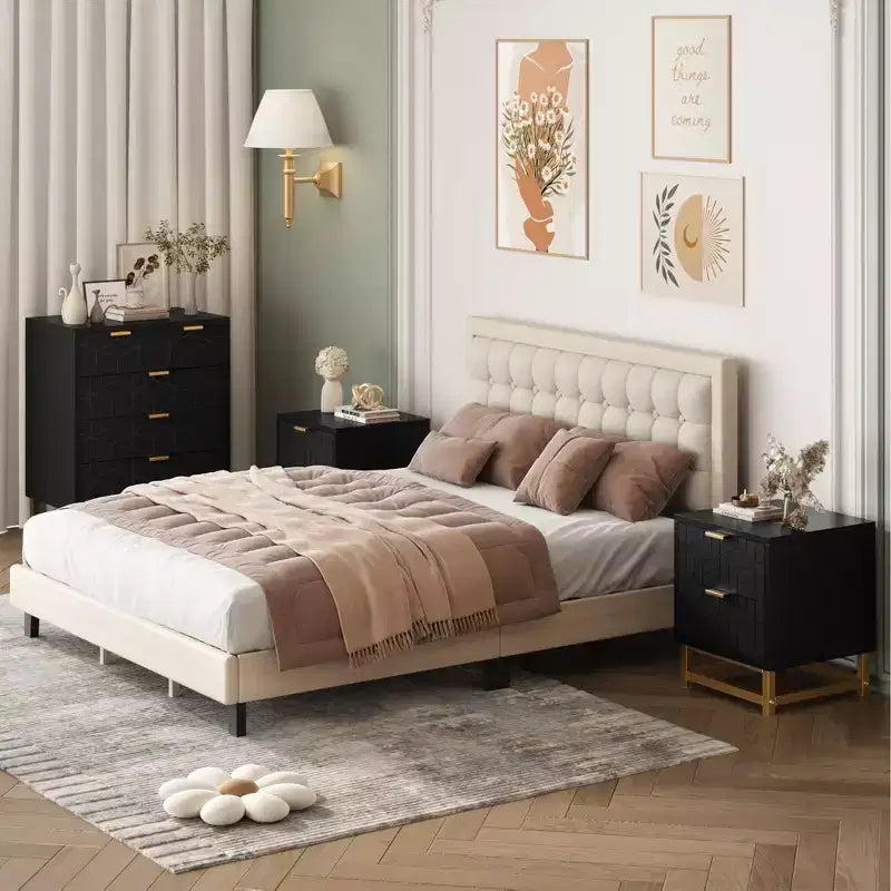 Commode de chambre à coucher, commode noire à 5 tiroirs avec pieds en métal, organiseur de rangement large et moderne pour salon, entrée
