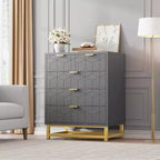 Commode de chambre à coucher, commode noire à 5 tiroirs avec pieds en métal, organiseur de rangement large et moderne pour salon, entrée