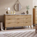 9 Drawers Dresser for Bedroom, 60.6 Wide Dressers with Curved Profile Design, Fluted Wood Drawers, Modern Chest of Dressersfor Living Room