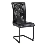 Lot de 2 chaises de salle à manger rétro en similicuir façon peau d'alligator avec pieds en métal noir