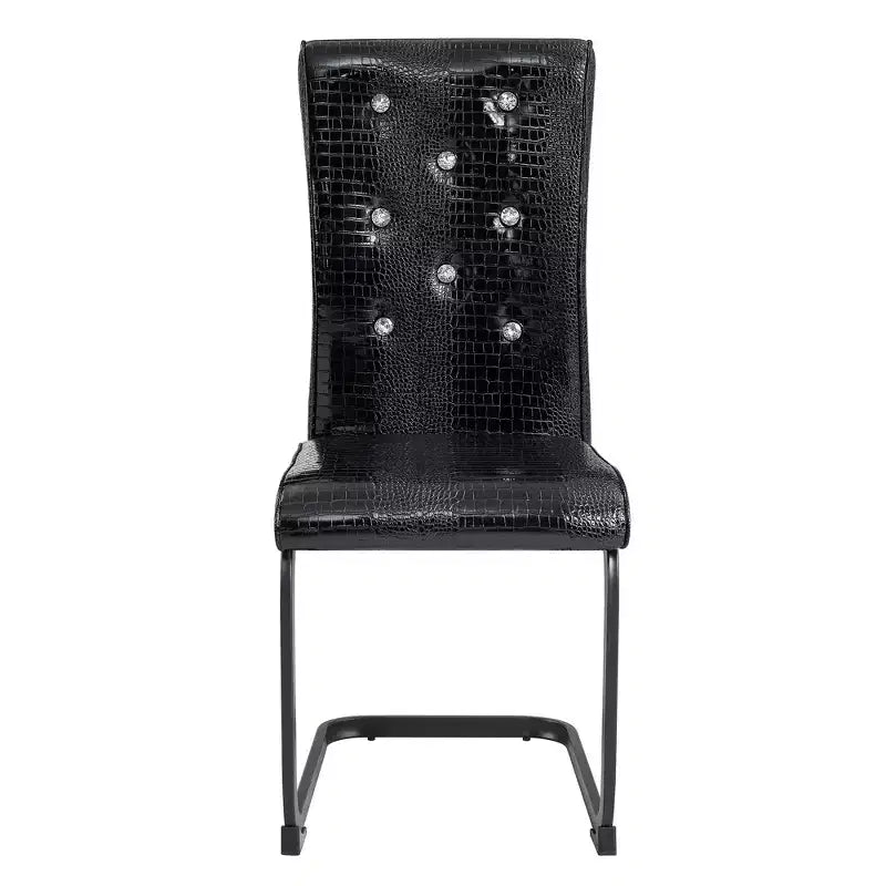 Lot de 2 chaises de salle à manger rétro en similicuir façon peau d'alligator avec pieds en métal noir