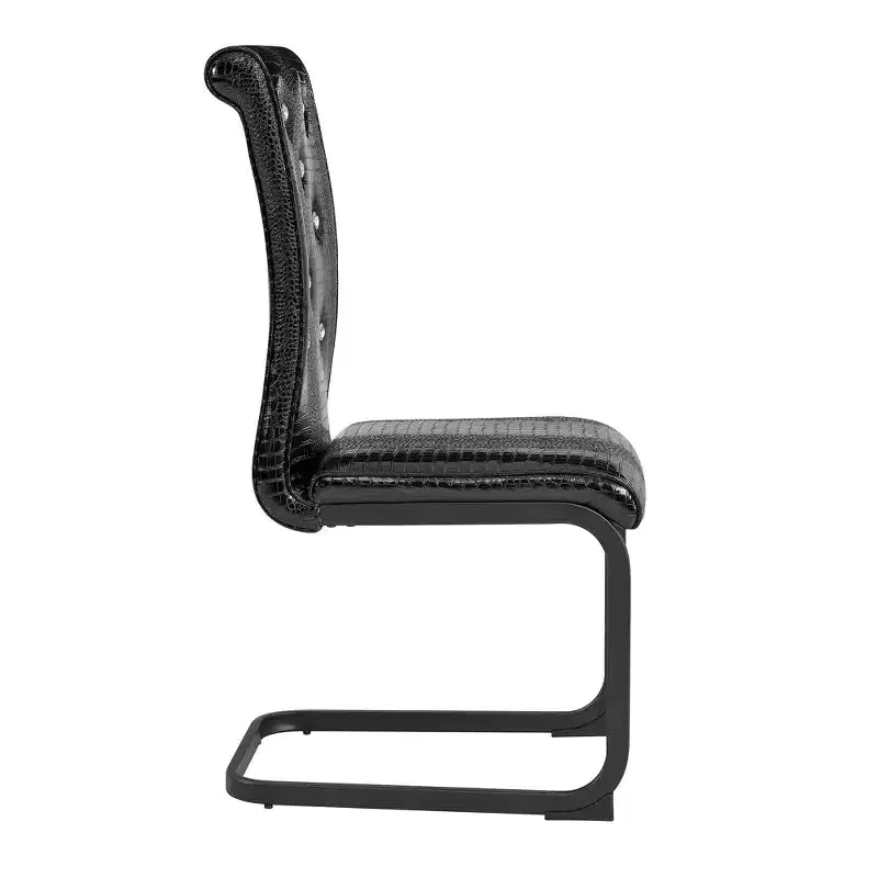 Lot de 2 chaises de salle à manger rétro en similicuir façon peau d'alligator avec pieds en métal noir