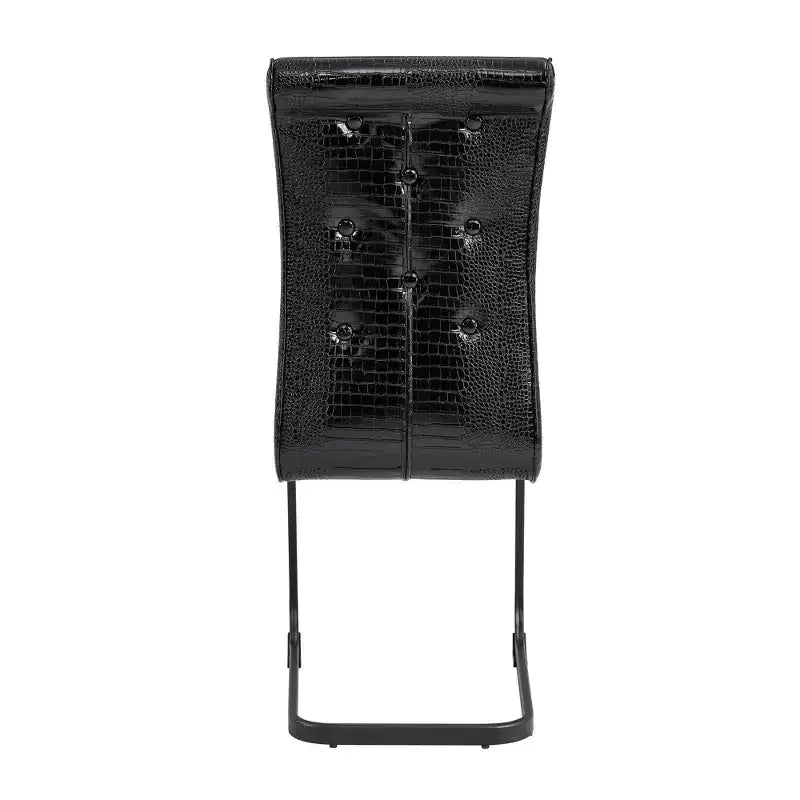 Lot de 2 chaises de salle à manger rétro en similicuir façon peau d'alligator avec pieds en métal noir