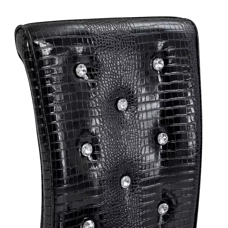 Lot de 2 chaises de salle à manger rétro en similicuir façon peau d'alligator avec pieds en métal noir