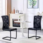 Lot de 2 chaises de salle à manger rétro en similicuir façon peau d'alligator avec pieds en métal noir