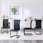 Lot de 2 chaises de salle à manger rétro en similicuir façon peau d'alligator avec pieds en métal noir