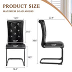 Lot de 2 chaises de salle à manger rétro en similicuir façon peau d'alligator avec pieds en métal noir