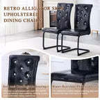 Lot de 2 chaises de salle à manger rétro en similicuir façon peau d'alligator avec pieds en métal noir