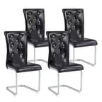 Lot de 4 chaises de salle à manger rétro rembourrées avec motif peau de crocodile et détails de boucles en cristal, pieds en métal galvanisé