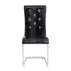 Lot de 4 chaises de salle à manger rétro rembourrées avec motif peau de crocodile et détails de boucles en cristal, pieds en métal galvanisé