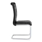Lot de 4 chaises de salle à manger rétro rembourrées avec motif peau de crocodile et détails de boucles en cristal, pieds en métal galvanisé