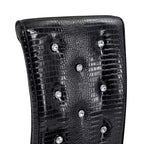 Lot de 4 chaises de salle à manger rétro rembourrées avec motif peau de crocodile et détails de boucles en cristal, pieds en métal galvanisé