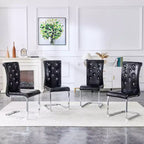 Lot de 4 chaises de salle à manger rétro rembourrées avec motif peau de crocodile et détails de boucles en cristal, pieds en métal galvanisé