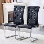 Lot de 4 chaises de salle à manger rétro rembourrées avec motif peau de crocodile et détails de boucles en cristal, pieds en métal galvanisé