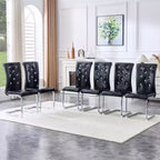 Lot de 4 chaises de salle à manger rétro rembourrées avec motif peau de crocodile et détails de boucles en cristal, pieds en métal galvanisé