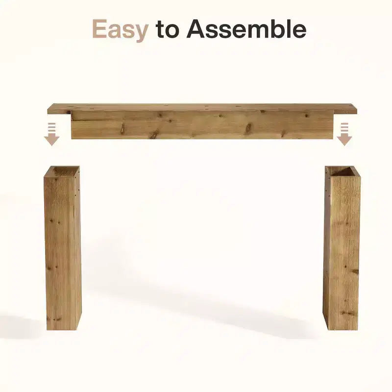 Console en bois massif, table d'entrée de style ferme pour canapé