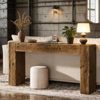 Console en bois massif, table d'entrée de style ferme pour canapé
