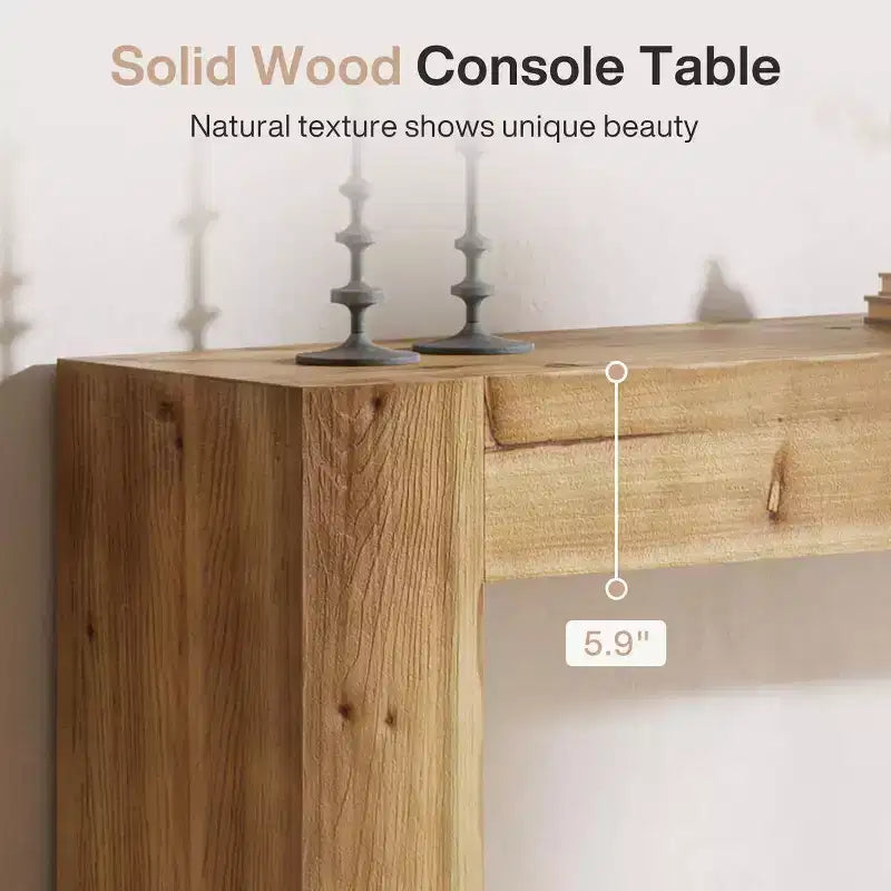 Console en bois massif, table d'entrée de style ferme pour canapé