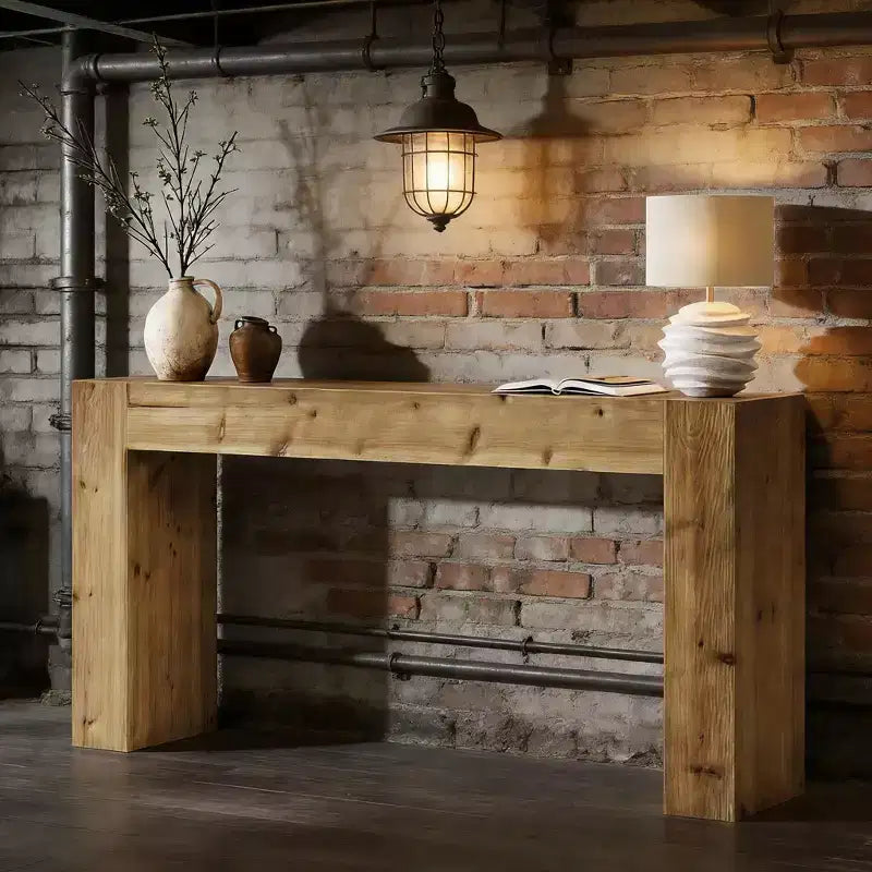 Console en bois massif, table d'entrée de style ferme pour canapé